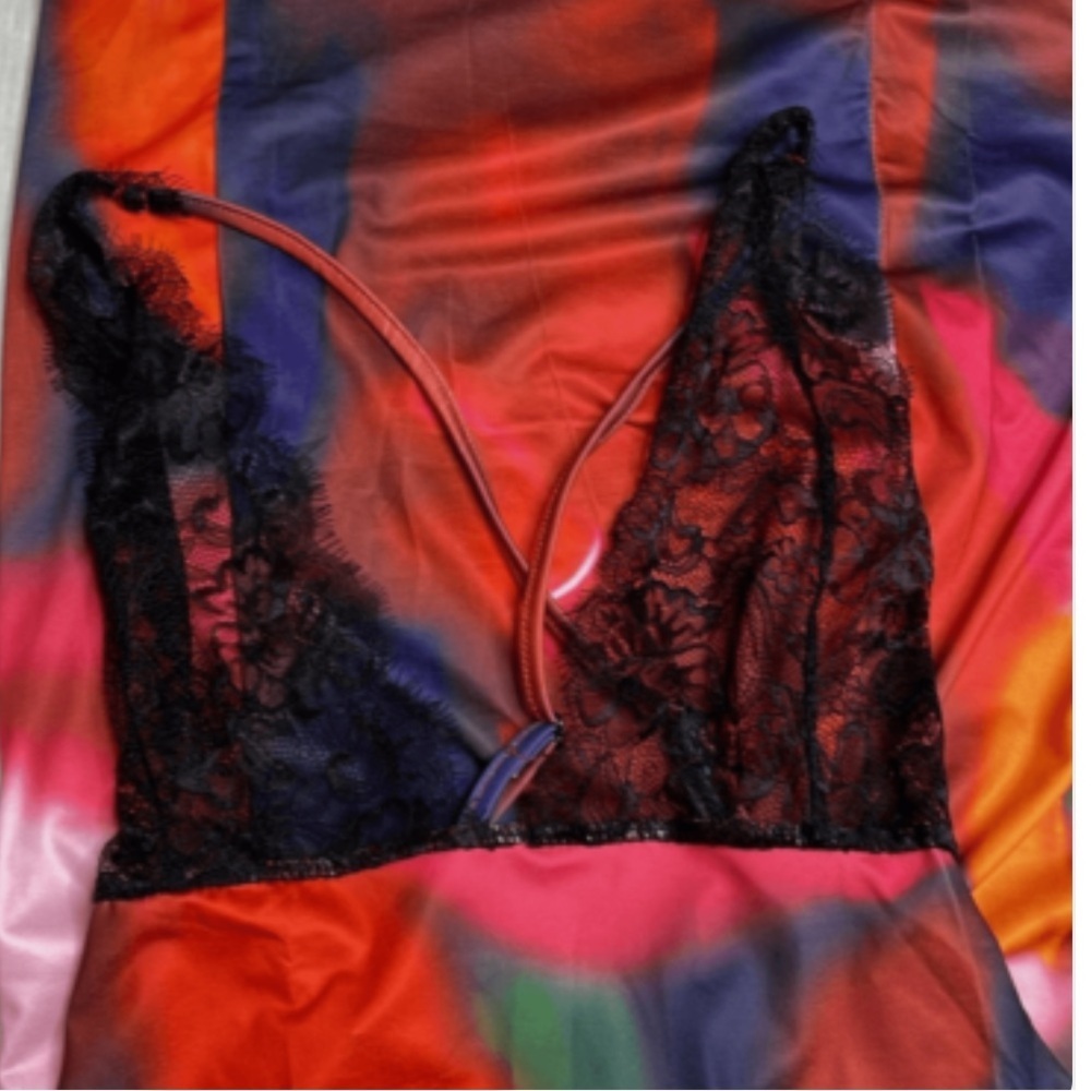 Sexy rainbow Multicolor Backless Dress lace dress
NIPS ARE SEE THROUGH - Picture 3 of 6